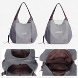 Women Canvas Summer Multi-pocket Handbags Casual Bag Large Wild Shoulder Bag
