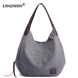 Women Canvas Summer Multi-pocket Handbags Casual Bag Large Wild Shoulder Bag