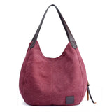 Women Canvas Summer Multi-pocket Handbags Casual Bag Large Wild Shoulder Bag