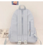 Canvas Sweet Backpack for Teenage Girl in Light Orange/Green/Blue