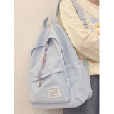 Canvas Sweet Backpack for Teenage Girl in Light Orange/Green/Blue