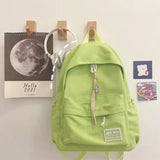 Canvas Sweet Backpack for Teenage Girl in Light Orange/Green/Blue
