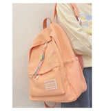 Canvas Sweet Backpack for Teenage Girl in Light Orange/Green/Blue