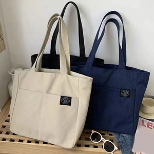Women Canvas Tote Bag Casual Handbag Large Capacity Reusable Shopping Beach Bag