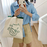 Cartoon Canvas Tote Bag Eco Shopping Large Ladies Handbags