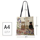 Cat Print Canvas Tote Bag Eco-Friendly Harajuku Shopper Shoulder Bag