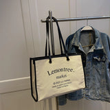 Women Canvas Tote Bag Solid Casual Handbag Large Capacity Cotton Shopping Bag