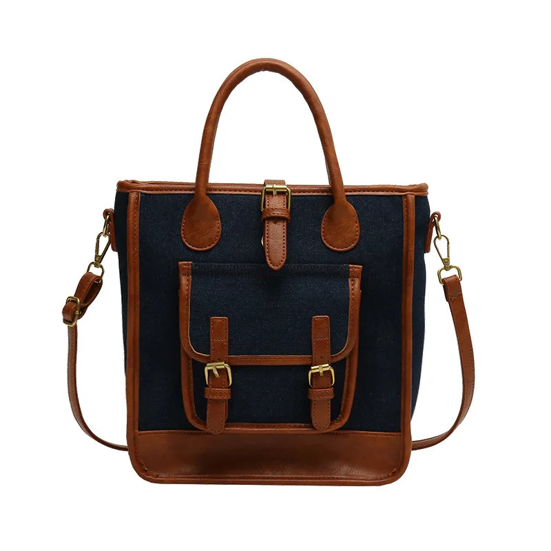 Women Canvas Tote Bag Solid Casual Handbag Purse Shoulder Bag