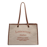 Women Canvas Tote Bag Solid Casual Handbag Large Capacity Cotton Shopping Bag