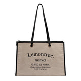Women Canvas Tote Bag Solid Casual Handbag Large Capacity Cotton Shopping Bag