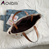 Women Canvas Tote Bag Casual Handbag Shoulder Bag Large Capacity