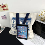 London Bookshop Print Canvas Tote Bag