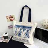 London Bookshop Print Canvas Tote Bag