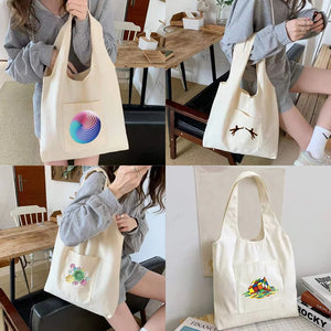Canvas 3D Pattern Tote Bag Large Capacity Shoulder Bag