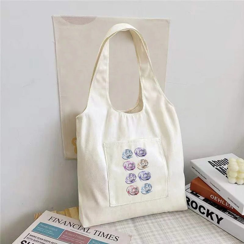 Canvas 3D Pattern Tote Bag Large Capacity Shoulder Bag