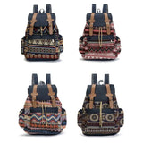 Women Canvas Vintage Backpack Ethnic Schoolbag