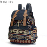 Women Canvas Vintage Backpack Ethnic Schoolbag