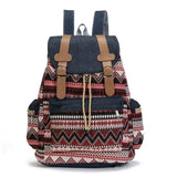 Women Canvas Vintage Backpack Bohemian Schoolbag