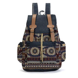 Ethnic Canvas Backpack Bohemian Schoolbag Daypack