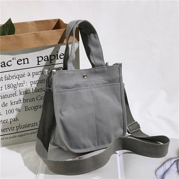 Canvas Zipper Shoulder Bag Small Handbag Eco Crossbody Bag Vintage Purse