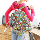 Women Cartoon Backpack Female Travel Canvas Backbag Girl's Hip-hop Rucksack