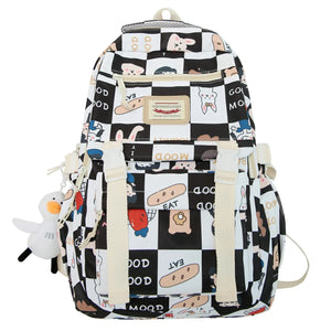 Women Cartoon Laptop Printing School Bag Female Waterproof Girl Travel Nylon Boo