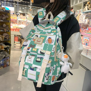 Women Cartoon Laptop Printing School Bag Female Waterproof Girl Travel Nylon Boo