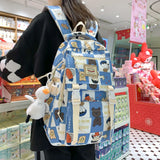 Women Cartoon Laptop Printing School Bag Female Waterproof Girl Travel Nylon Boo