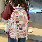 Women Cartoon Laptop Printing School Bag Female Waterproof Girl Travel Nylon Boo