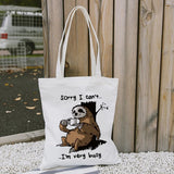 Cartoon Sloth Print Shopping Bag Tote Eco Handbag Casual Shoulder Bags