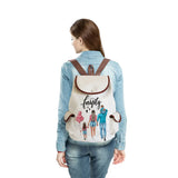 Mom & Baby Linen Drawstring Backpack, Preppy Style