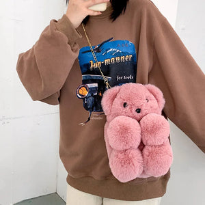 Cartoon Plush Bag Female Girl Doll Bear Student Crossbody Bag