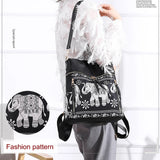 Women Casual Backpack Anti-Theft Schoolbag Elephant Printed Shoulder Backpack