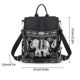 Women Casual Backpack Anti-Theft Schoolbag Elephant Printed Shoulder Backpack