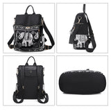 Women Casual Backpack Anti-Theft Schoolbag Elephant Printed Shoulder Backpack