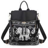 Women Casual Backpack Anti-Theft Schoolbag Elephant Printed Shoulder Backpack