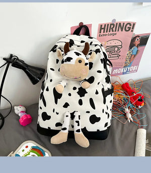 Women Casual Backpack Cow Style Daypack Lightweight Laptop Bookbag Shoulder Bags