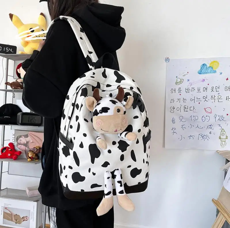 Women Casual Backpack Cow Style Daypack Lightweight Laptop Bookbag Shoulder Bags