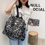 Leopard/Cow Print Bag Set: Backpack/Shoulder Bag+Handbag