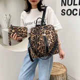 Leopard/Cow Print Bag Set: Backpack/Shoulder Bag+Handbag