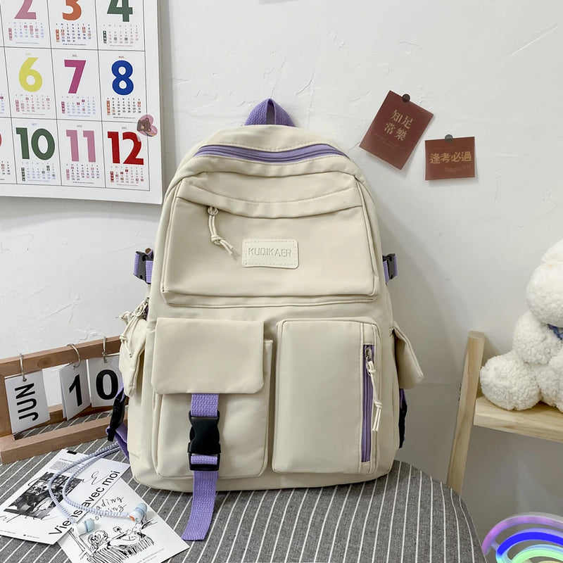 Women Canvas Backpack Preppy Style School Bags Large Capacity Rucksack