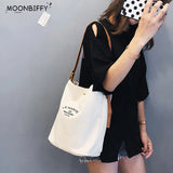 Women Shoulder Bag PU Leather Strap Casual Canvas CrossBody Lady Handbag Tote