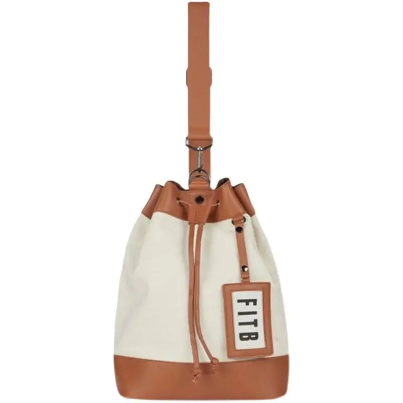Canvas Shoulder Bag with Leather Strap