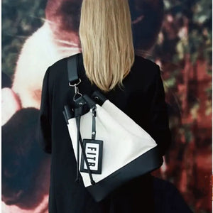 Canvas Shoulder Bag with Leather Strap