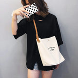 Women Casual Canvas Shoulder Bag with PU Leather Strap