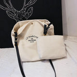 Women Casual Shoulder Bag PU Leather Strap Lady Canvas Handbag Tote