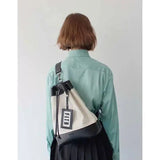 Canvas Shoulder Bag with Leather Strap