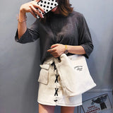 Women Casual Canvas Shoulder Bag with PU Leather Strap