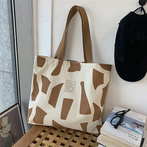 Women Casual Canvas Shoulder Tote Bag Large-capacity Multifunction Student