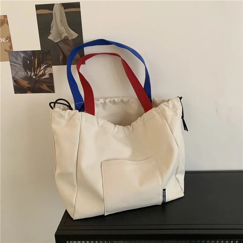 Women Canvas Totes Bag Handbags Top Handle Bag - Yellow/Black